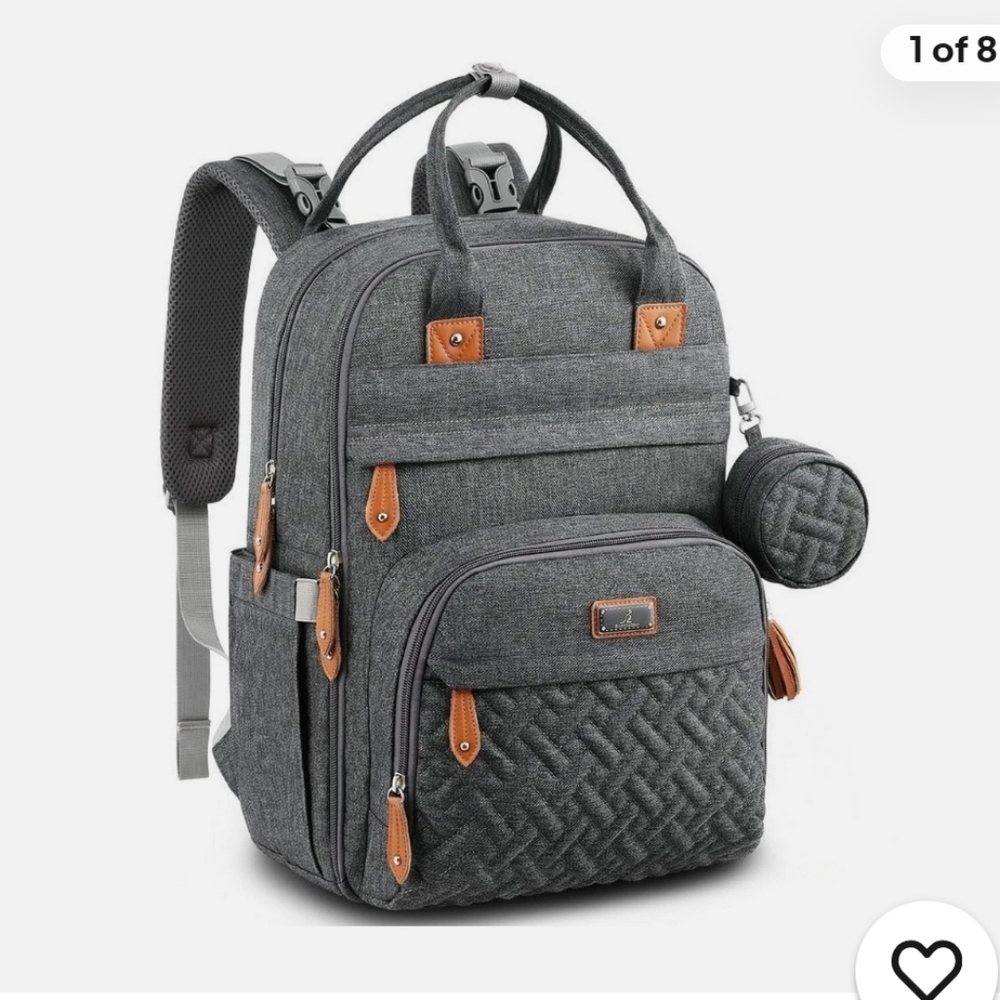 BabbleRoo Diaper Bag Backpack, Dark Gray, BBR139